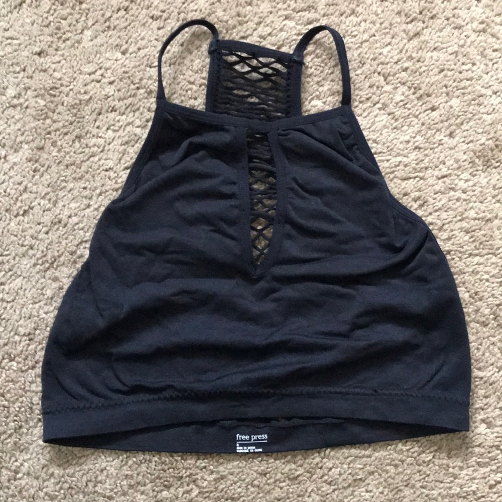 free press Black Lattice-Back Bralette